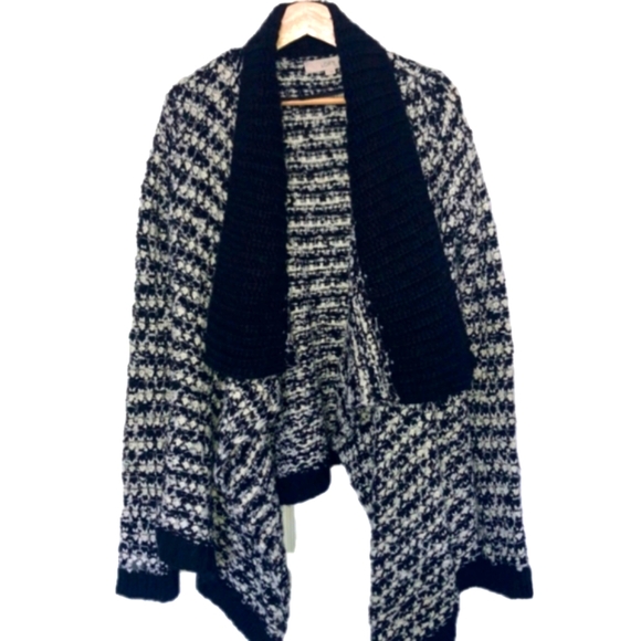 LOFT chunky knit waterfall cardigan black boho sweater small, FINAL PRICE! - Picture 6 of 16